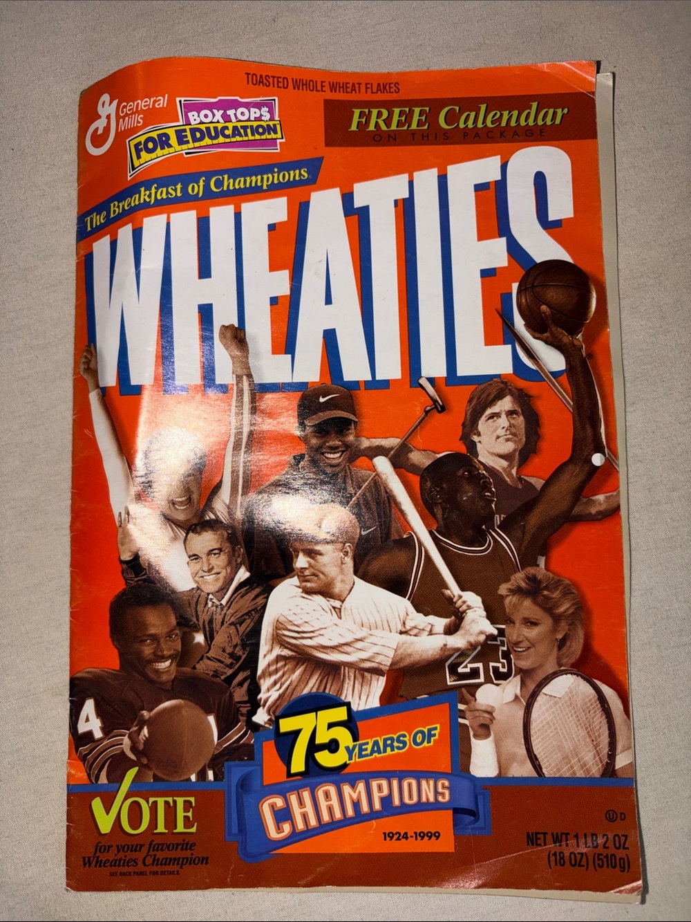 Vintage Collectible 75 Years of Champions Decorative Cereal Box Art - Orange